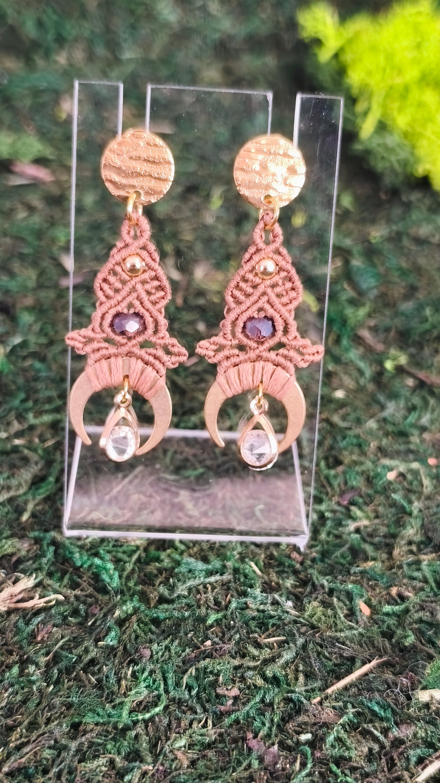 Makramee-Ohrringe „Golden Dune“ in Warmem Braun & Gold
