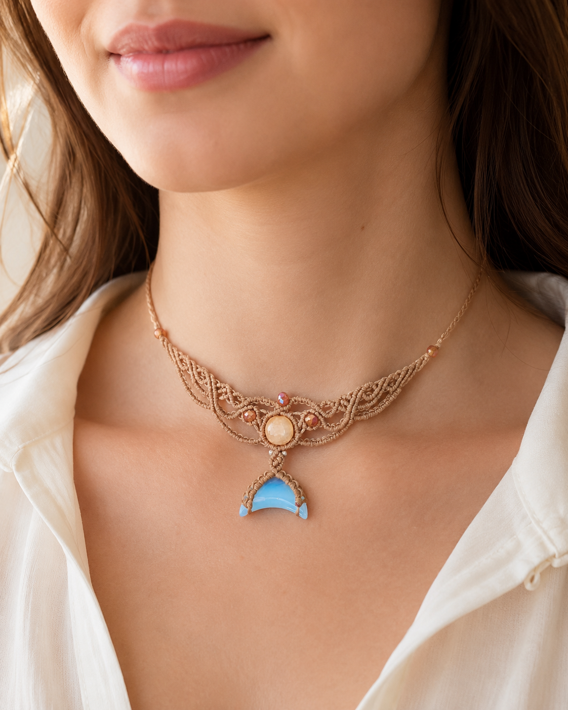 Makramee-Choker „Mondbogen“